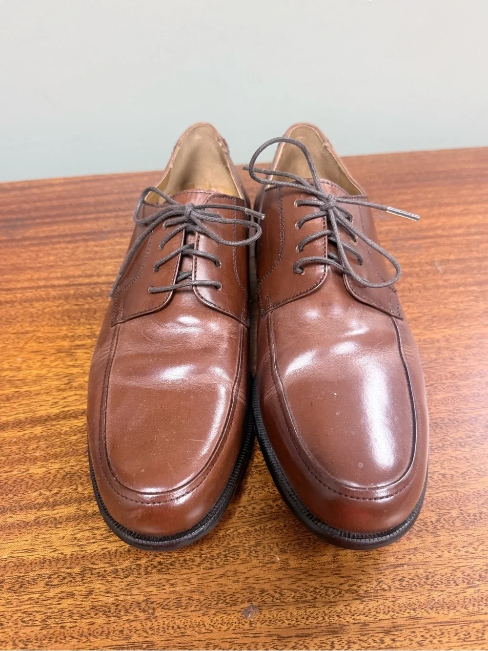 Dockers Brown Leather Lace-Up Moc-Toe Oxfords